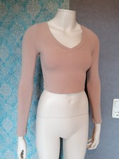 Crop Top Basic Oberteil Boho XS S M 34 36 38 Hautfarben Skin Beige Khaki Shirt