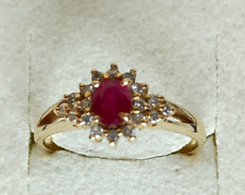 Damen Ring in 585er Gelbgold mit 1 Rubin und Brillanten Gr. 54