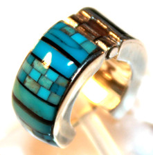 Indianerschmuck Silberschmuck Herren CREOLEN 925 Silber TÜRKIS MULTICOLOR