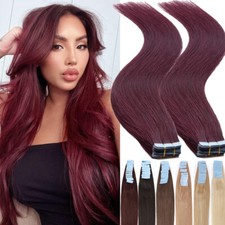 60 Stück Tape in Hair Extensions 100% Remy Echthaar Haarverlängerung Tresse Dick