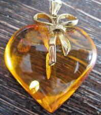 Bernstein Herz Anhänger mit