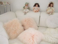 Kissen Tibet Lammfell Puder