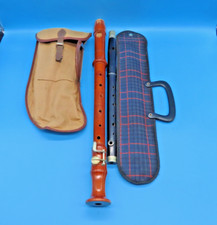 #SE3844# Alte original Herwiga Barock Block Flöte Querflöte Sammlerstück 48cm