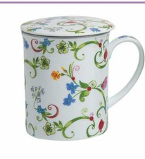 Fleurette Teetasse mit Sieb und Deckel Porzellan