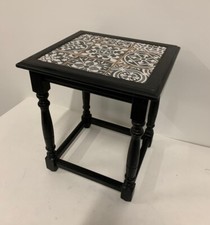 blumenhocker holz, schwarz, bemustert, 42cm hoch, bestelltisch kacheln