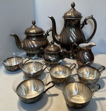 Silbernes Kaffeeservice / Teeservice WMF Versilberte Metall auf Porzellan 6 Pers