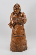 Q15K04- Holz Figur Frau mit Fisch geschnitzt