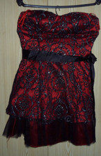 MANER - Corsagen Kleid, Minikleid, Fest Kleid, mit Petticoat, rot/schwarz, Gr. L