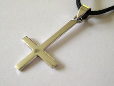 Kreuz umgedreht 925'er Silber Ketten Anhänger Petruskreuz   / x040