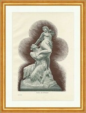 Pan und Bacchantin F. Hecht Griech. Gott coloriert Mythologie Holzstich E 16547