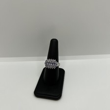 14 Karat Weißgold Ring & 3 Reihen Tansanit Navette & Rundschliff, Größe 8