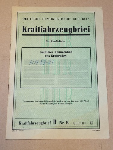 Kfz brief kraftfahrzeugbrief - kfz,