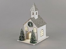 Winterhaus mit LED Beleuchtung 26cm Weihnachtsdeko Advent Deko Weihnachtskirche