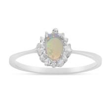 LXR 10k Weißgold Oval Opal