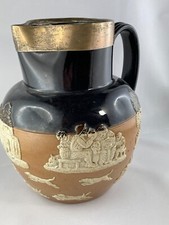 Doulton Lambeth England Relief Krug antik ~ 1896 - 925 Silber Montierung