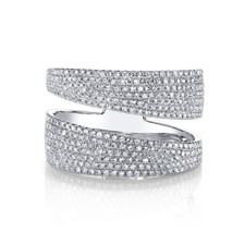 Diamant Offen Umgehen Wickel Ring 14K Weiss Gold Pave Cocktail Breit Natur 0.80