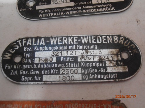 Typenschild westfalia werke - typenschild,