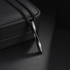 Männer Halskette Edelstahl Verdrehter Stab Bar Stil Silber Anhänger Herren Gesch