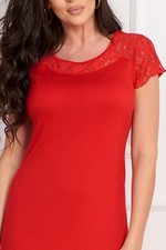 Damen Nachthemd Kurzarm Spitze