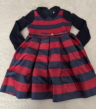 Monnalisa Kleid Blau - Rot Gestreift Gr.104 - 4 Jahre mit Rotem Gürtel