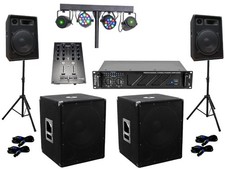 B Ware PA Party Lautsprecher Subwoofer Verstärker BT Mixer Lichtset Stativ 3280W