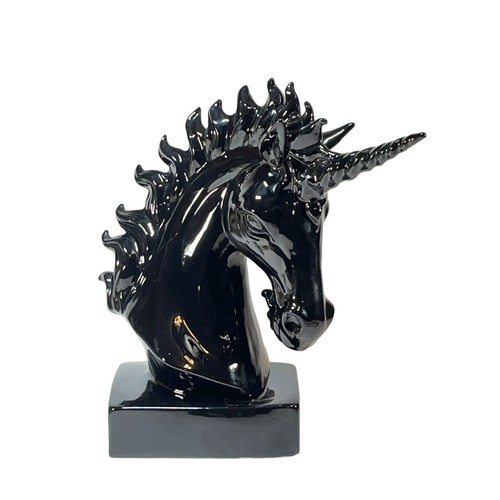 Vintage black ceramic unicorn - vintage,
