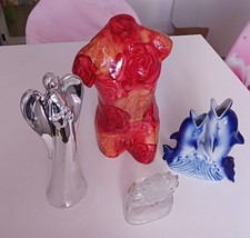 Dekofiguren Sammlung Konvolut: Torso Mann, Engel, Delfine, Kerzenständer, Kunst