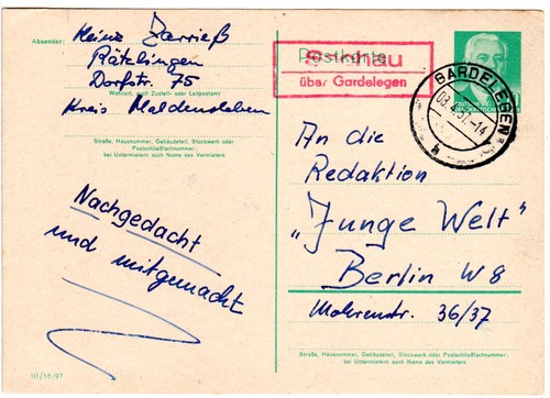 Ddr 1957 roter - (!), landpost