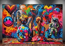 LEINWAND BILD ER XXL GRAFFITI BANKSY STREET ART KIDS BUNT ABSTRAKT WAND POSTER