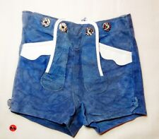 ‹(•¿•)› KURZE LEDERHOSE☺hellblau☺Oktoberfest☺DDR trueVintage☺Jungen☺Leder☺Gr. 98