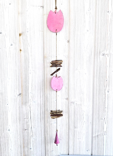 Hängegirlande tulpe pink holz - pink,