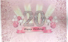 20. Geburtstag Deko Banner Rosegold Party Dekoration Mädchen, Stof, 120x80 cm