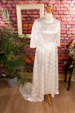 Vintage orig 60er Bratkleid Hochzeitskleid creme weiß Schleppe Rockabella Boho S