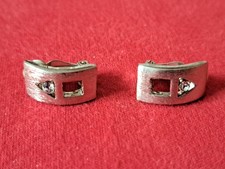 Edle Ohrclips Ohrringe silberfarben mit funkelndem Stein klein gepolstert bequem