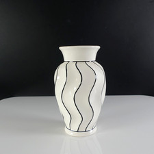 weiß schwarze Art Deco Vase