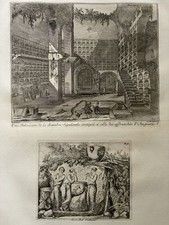Römische Grabkammer Antikes Relief 2 Kupferstiche Montagù Barbault Italien 1775