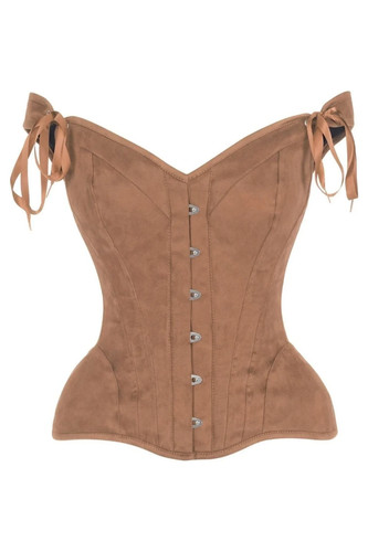 Tan suede steel boned - tan, corset