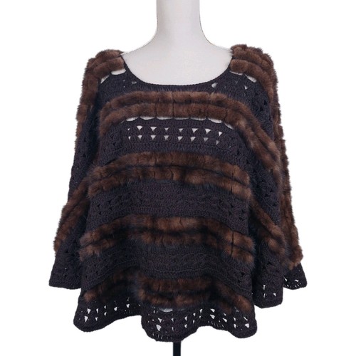 Echt kaninchenfell cape strick - echt,
