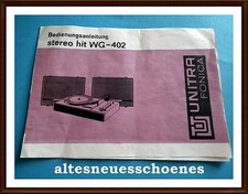originale Bedienungsanleitung -stereo hit WG-402 Plattenspieler Unitra Fonica
