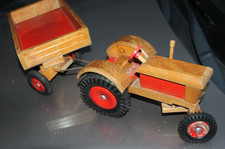 Antiker riesiger Spielzeug- Lastwagen HolzTRECKER Holzauto mit ANHÄNGER /kippen
