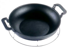 TH Grill-Wok Gusseisen emailliert schwarz  Ø 30 x 7 cm inkl. Untergestell