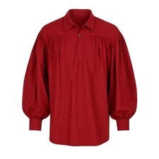 Mittelalterkleidung Herren Piratenhemd mit Kragen "James" Rot XXL