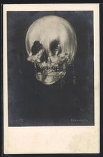 Künstler-AK Der Tod /Frau vorm Spiegel, Vexierbild 