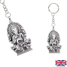 Ganesha Schlüsselanhänger Silber Elefant Buddha Gott Keychain Vinayaka Ganapati Hindu Glück