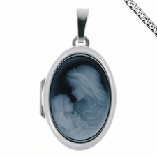 Medaillon Amulett Mutter mit Kind auch mit Gravur und Kette in Silber Medallion