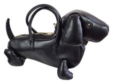 Designer Handtasche Dackel Hund Schwarz - total süß - frecher Biergartendackel