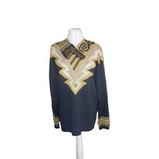 Vintage Iris von Arnim Pullover Gr. XL ca. 42/44 Blau Wolle Angora Lurex