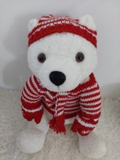 Plüschtier Kuscheltier Stofftier Teddy Teddybär Eisbär Figur Mütze Schal groß