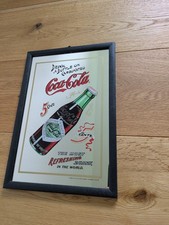 Vintage / Retro Coca-Cola Werbung mit Spiegel im Rahmen zb für Partykeller