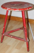 werkstatt stuhl 3 bein fabrik hocker industrie design alt vintage top deko unres